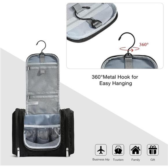 Toiletry Bag for Men Travel Toiletry Organizer with hanging hook Water-resistant - Picture 5 of 6